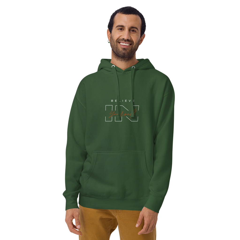 "Believe in Yourself" – Motivational Typography Hoodie