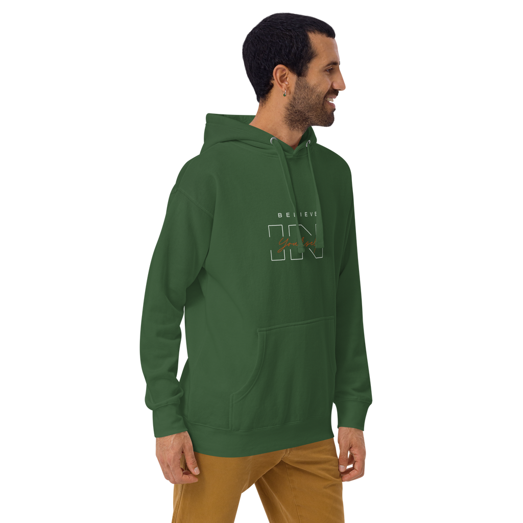 "Believe in Yourself" – Motivational Typography Hoodie