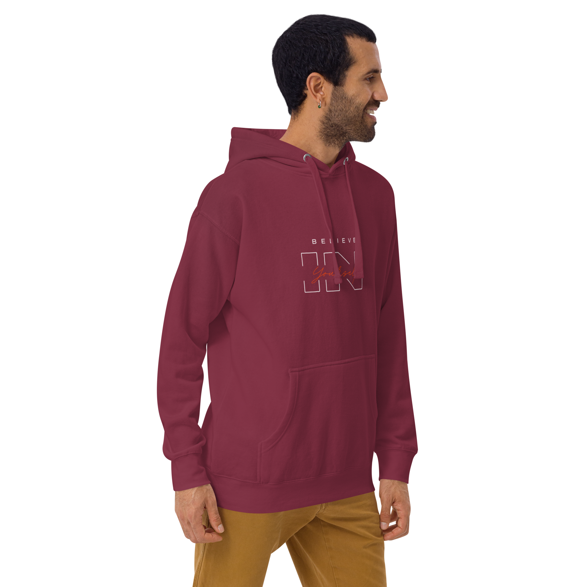 "Believe in Yourself" – Motivational Typography Hoodie