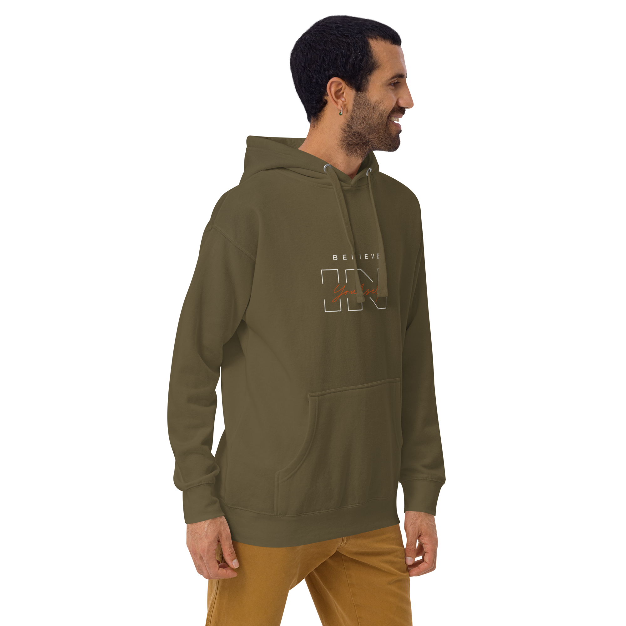 "Believe in Yourself" – Motivational Typography Hoodie