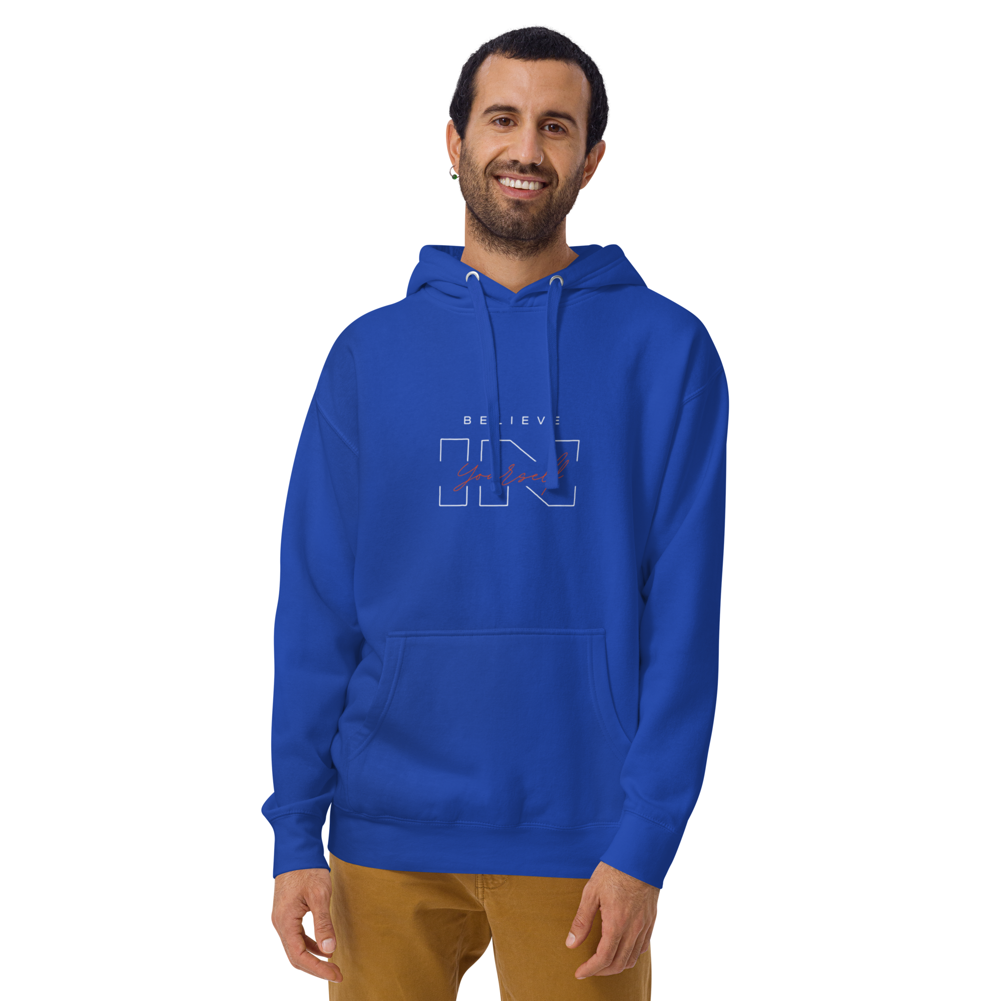 "Believe in Yourself" – Motivational Typography Hoodie