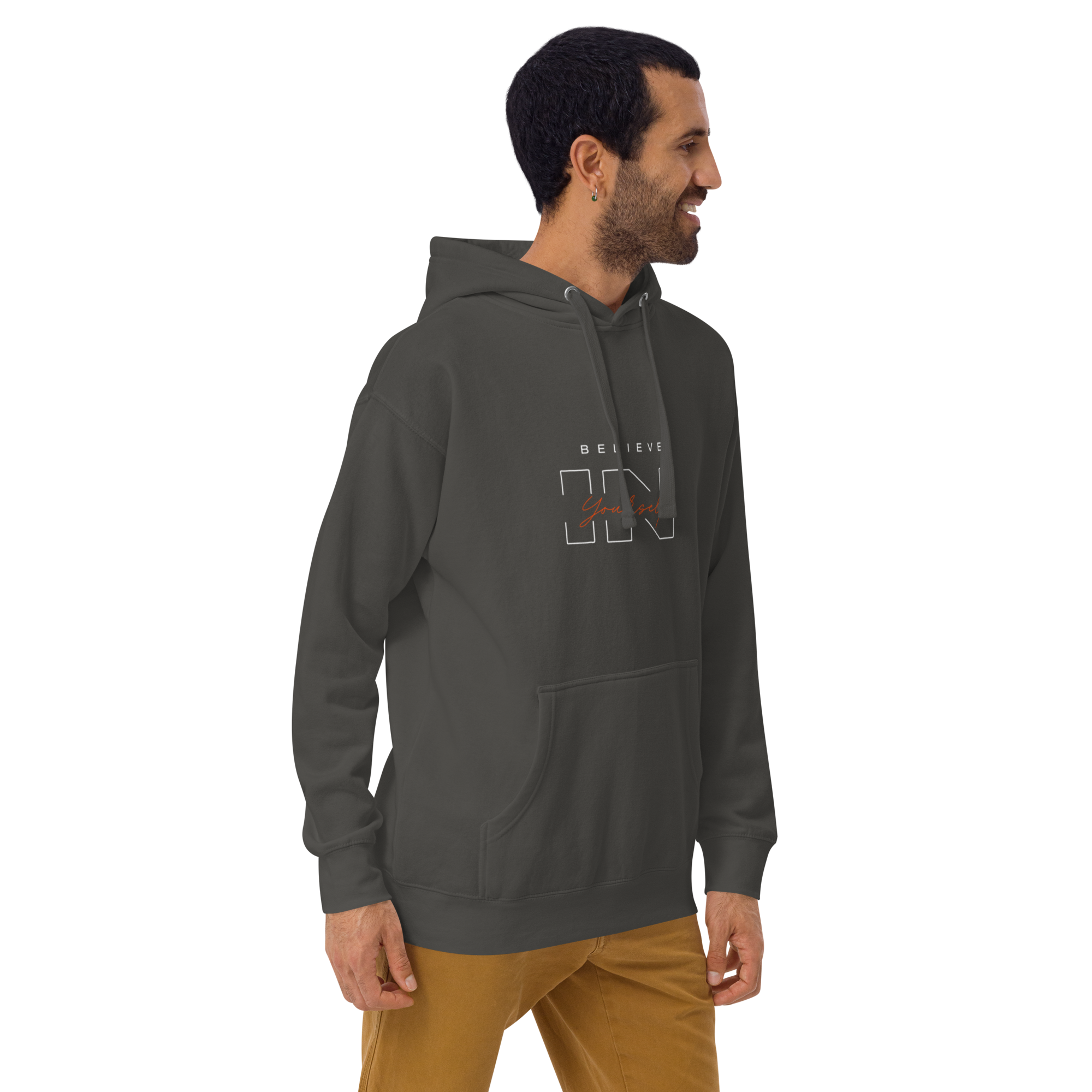 "Believe in Yourself" – Motivational Typography Hoodie